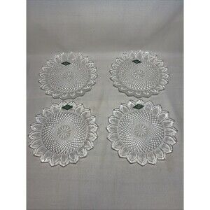 Shannon by Godinger Tiara Crystal Plates Set of 4 Sunflower Diamond Point